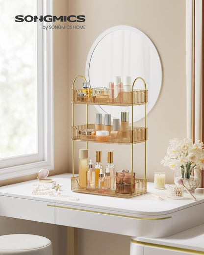 Make-up Organizer mit 3 Ebenen, Champagnergold