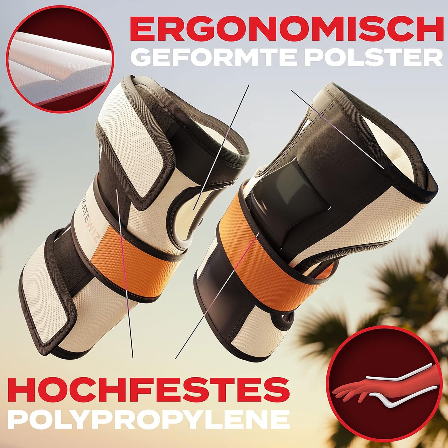 Inliner Schoner, L - Erwachsene - Kräftiger Körperbau ; Sunrise Orange