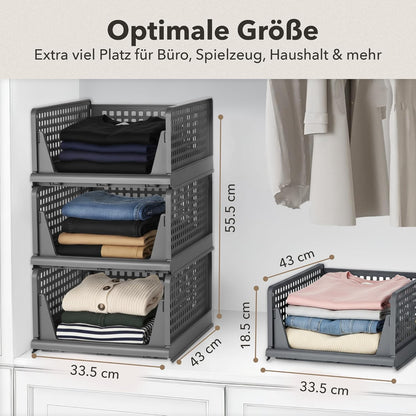 3er-Set Schrank-Organizer, Anthrazit