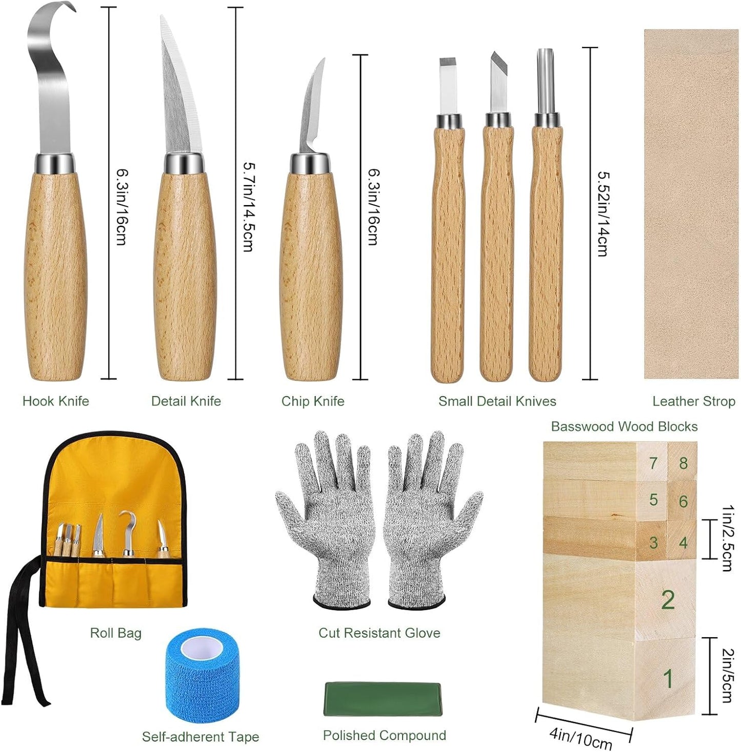 Holzschnitzwerkzeug-Set für Kinder & Anfänger, Gelb