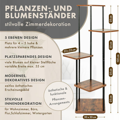 Tower - Pflanzenregal mit 5 Ebenen, 5-Ebenen Eiche 1 St