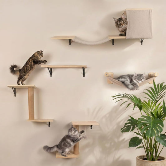 12-teiliges Kletterwand-Set aus Naturholz, 12er-Set - Naturbeige