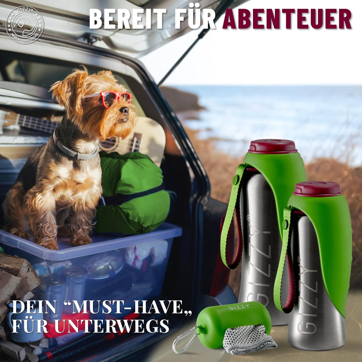 Trinkflasche für Hunde für unterwegs, Apfelgrün 800 ml