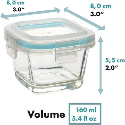 Mini Glas Frischhaltedosen-Set (6x 160 ml), 6 x 160 ml Quadratisch