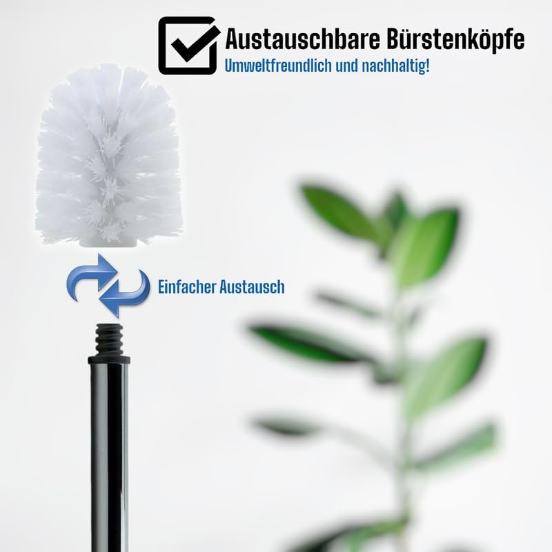 Ersatz WC-Bürstenkopf-Set, 10 Bürsten & 2 Griffe, 10 Bürsten/2 Griffe Weiss