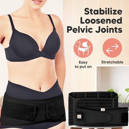 Postpartum Gürtel 3 in 1 für Rückbildung und Bauchstütze, M/L Midnight Black