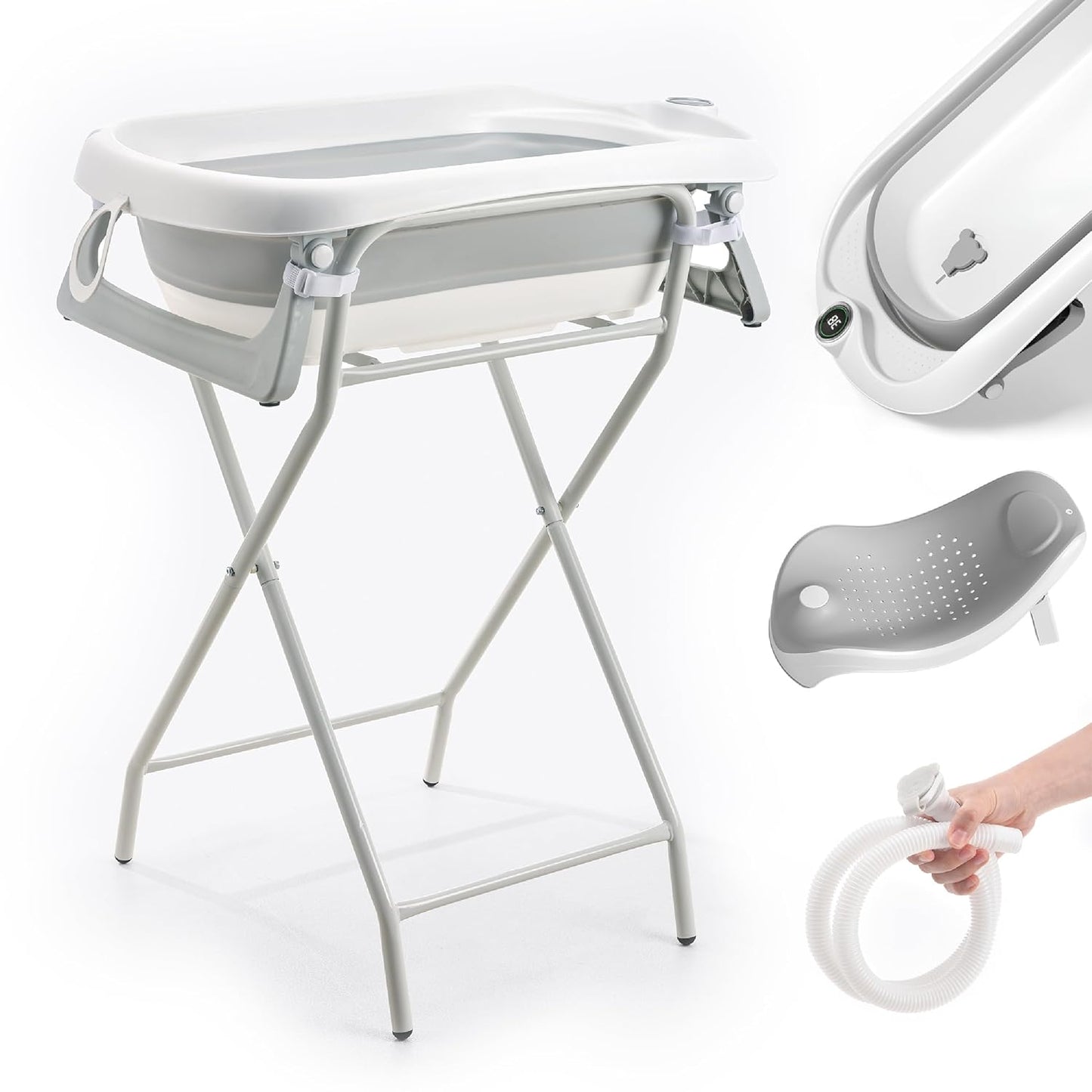 Babybadewannen-Set, Badewanne + Ständer GRAU