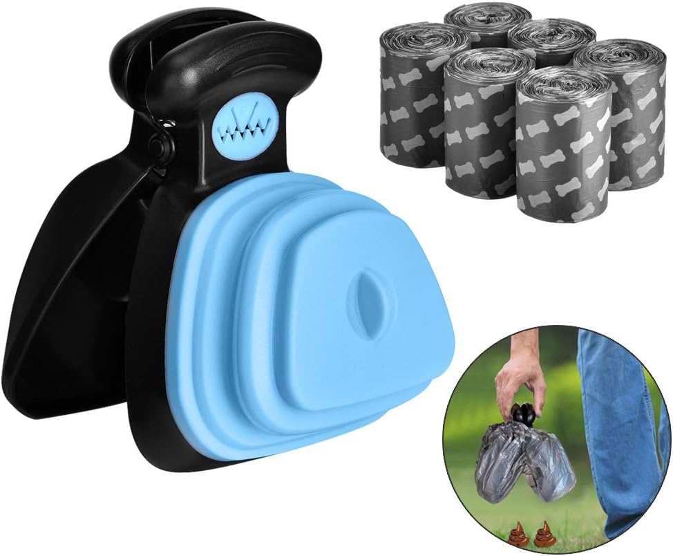 Dog Pooper Scooper mit 6 Abfallsäcken, Blau