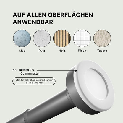 Teleskop-Klemmstange für Duschvorhang, 70-120cm [1Stück] Grau