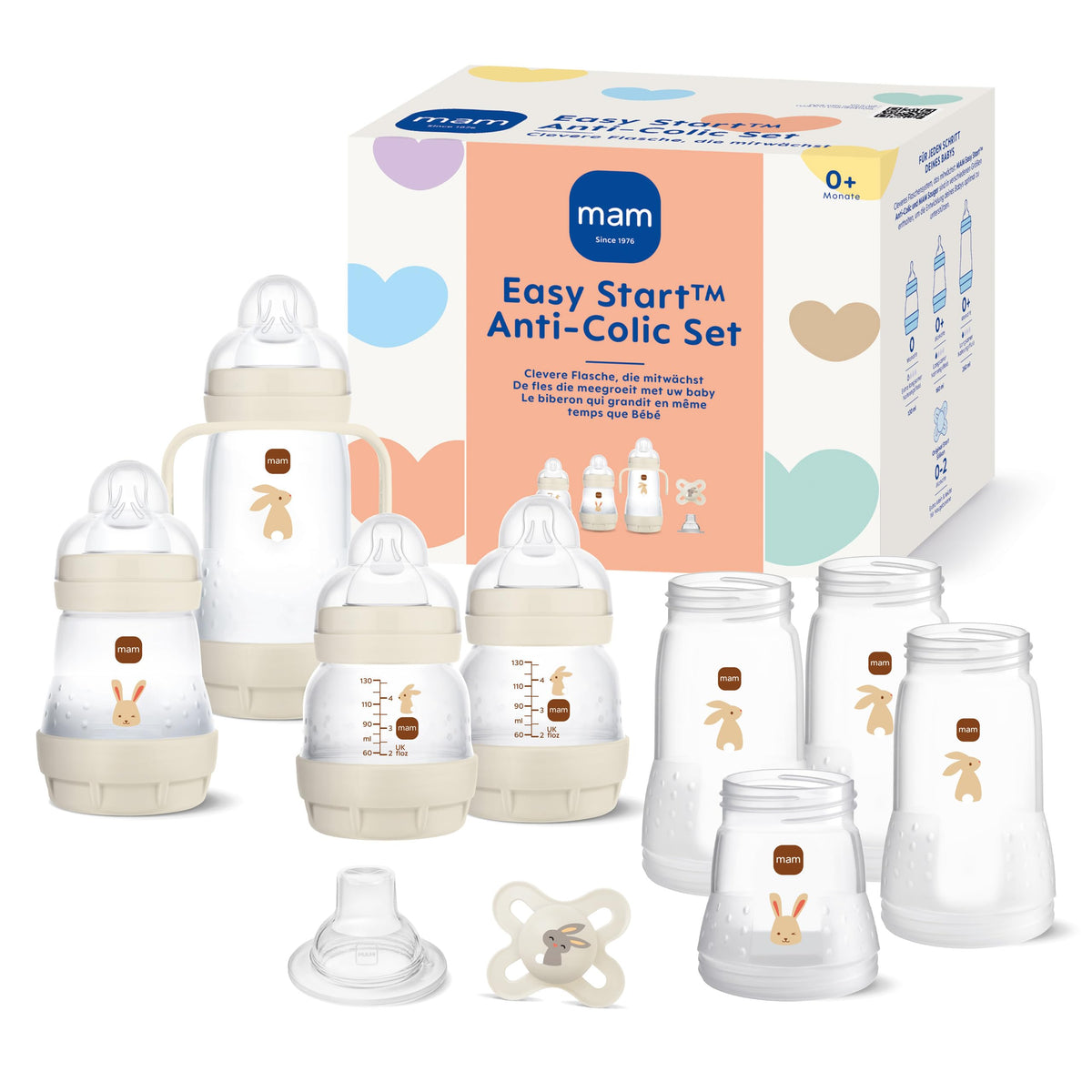 Anti-Kolik Babyflaschen-Set, Beige