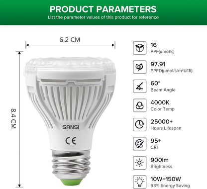 LED Pflanzenlampe Vollspektrum Grow Light, P20 10W-2PACK