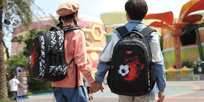 Schulrucksack mit Fussballmotiv, Grau M