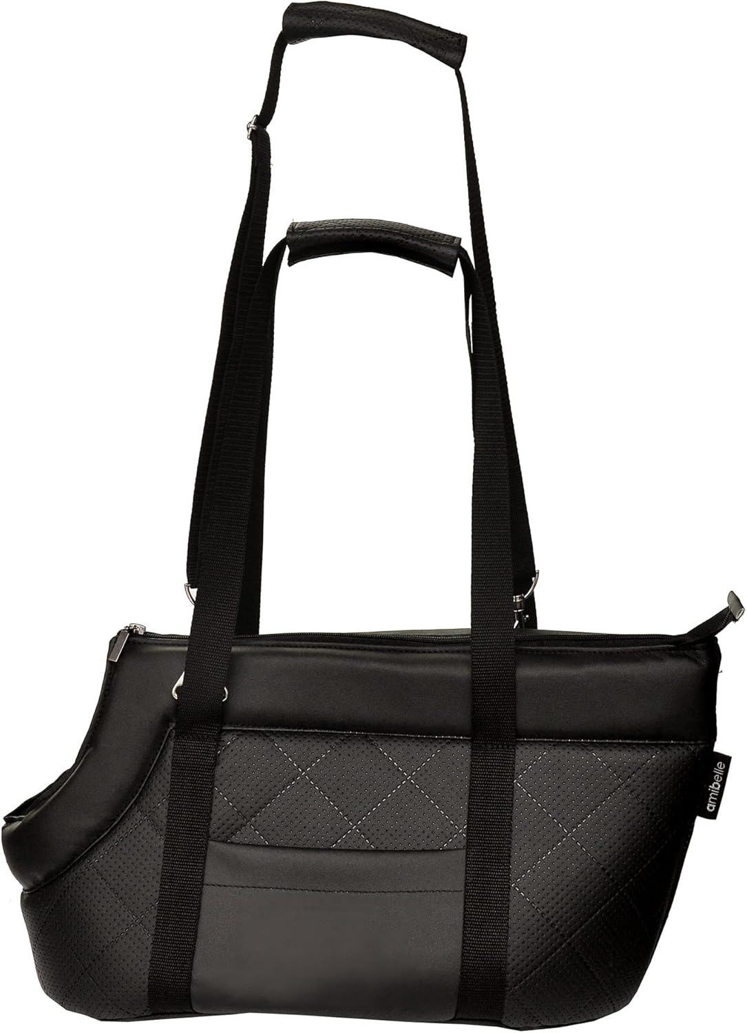 Tragetasche für Haustiere bis 12 kg, L Schwarz (Kunstleder)