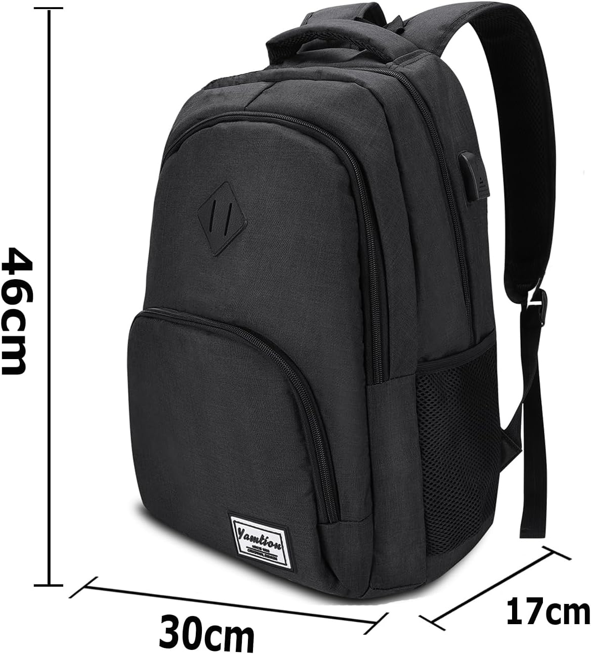 Laptop Rucksack mit USB-Anschluss, wasserdicht 35L, Gjb6-schwarz ; 15,6 Zoll