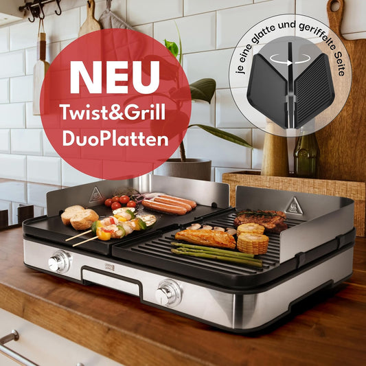Elektro Tischgrill mit Grillzange & Spritzschutz