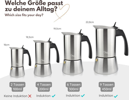 Espressokocher für Induktion mit Zubehör, 300 ml (Standard) Wood