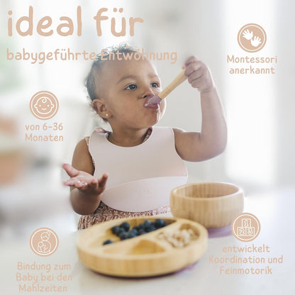 Kindergeschirr-Set mit Saugnapf, Holunderbeere