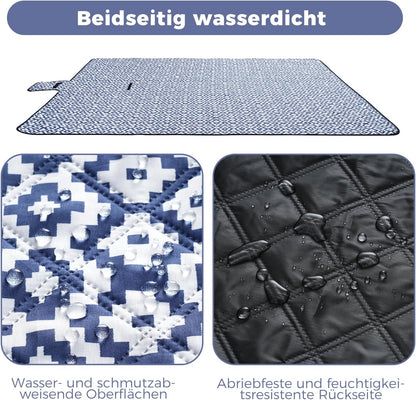 Wasserdichte Picknickdecke, 150 x 200 cm (Rechteckig) Blau