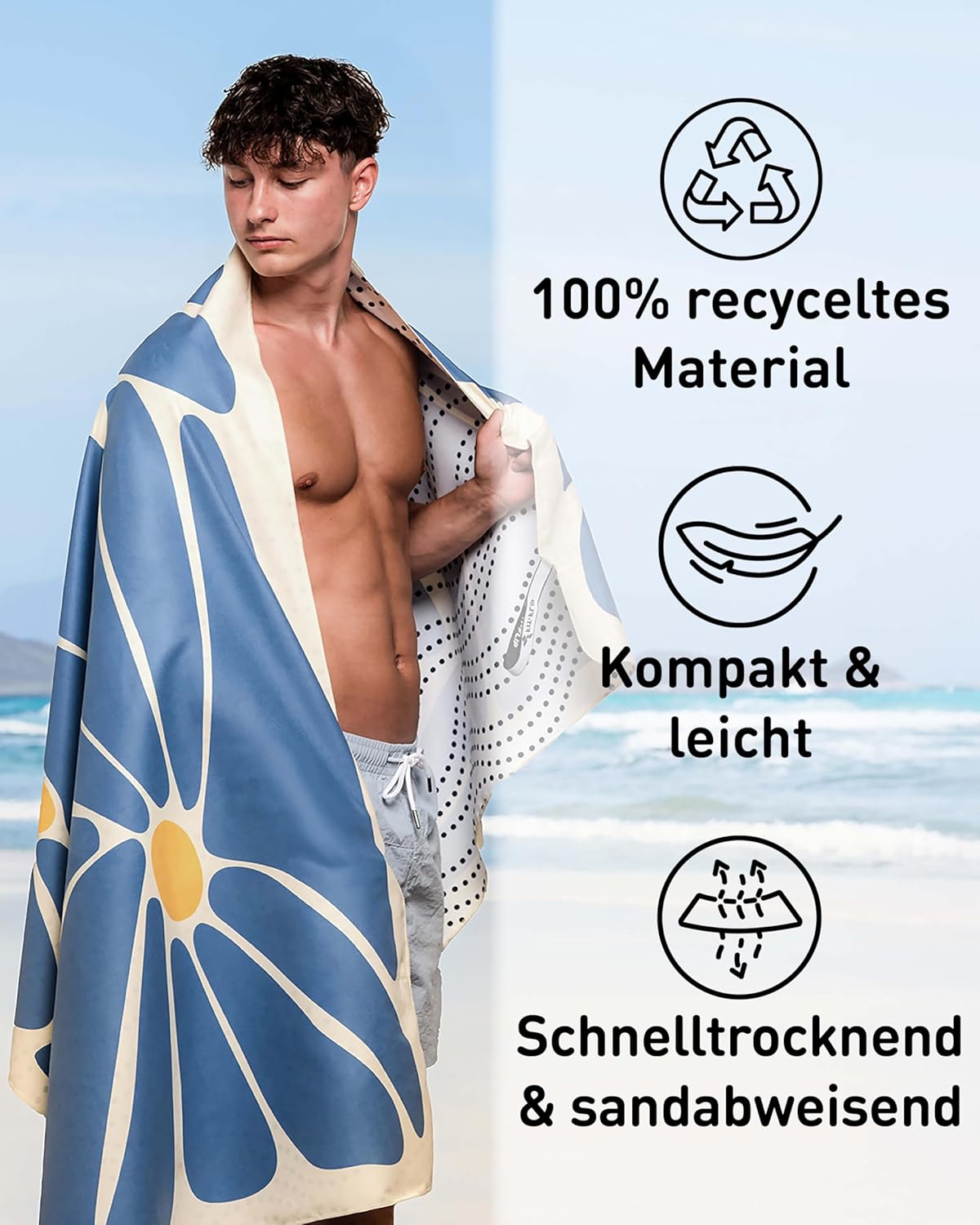 XXL-Mikrofaser-Strandtuch, 200cm x 90cm 39 Groovy Flowers