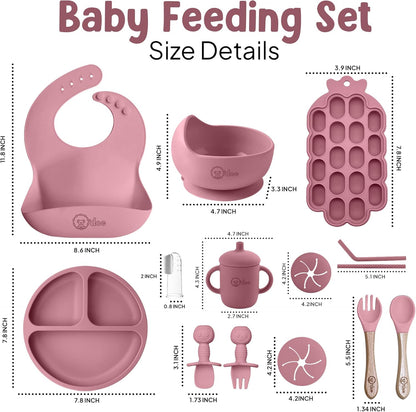 15-teiliges Baby Fütterungsset, Rose Pink V5 Pflegeset [15 Stück]