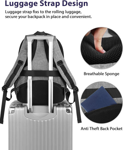 Laptop-Rucksack mit USB & Anti-Diebstahl-Funktion, 17.3 zoll Grau