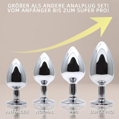 4-teiliges Analplug-Set, Anfänger geeignet, Blau-4set