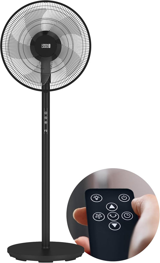 Leiser Standventilator mit Fernbedienung & LED-Display, Schwarz I 60w I Led-display