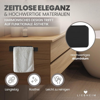 Handtuchhalter Wandmontage ohne Bohren (22 cm), Aluminium Schwarz 22 Cm