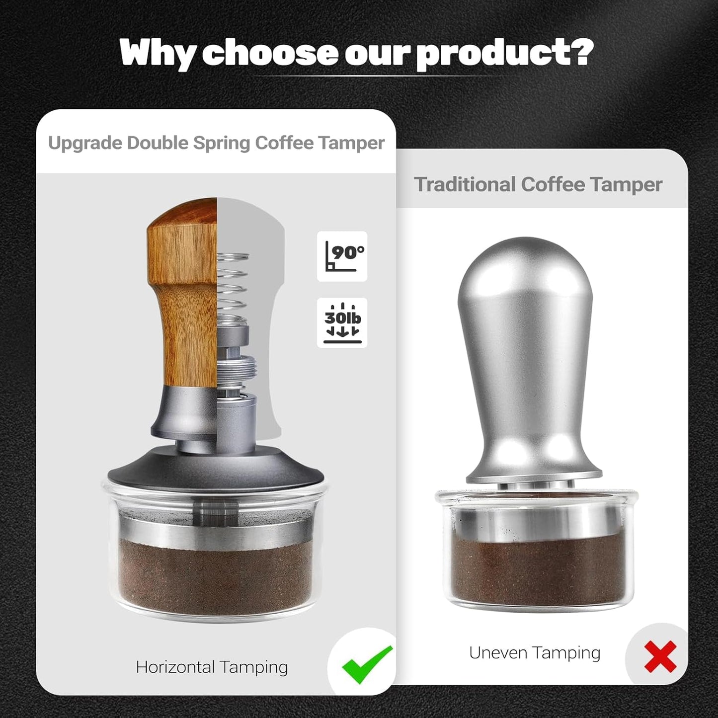Kalibrierter Espresso Tamper 58mm, Silber 58mm