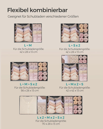 12er-Set Schubladen-Organizer, 12er-Set Taubengrau