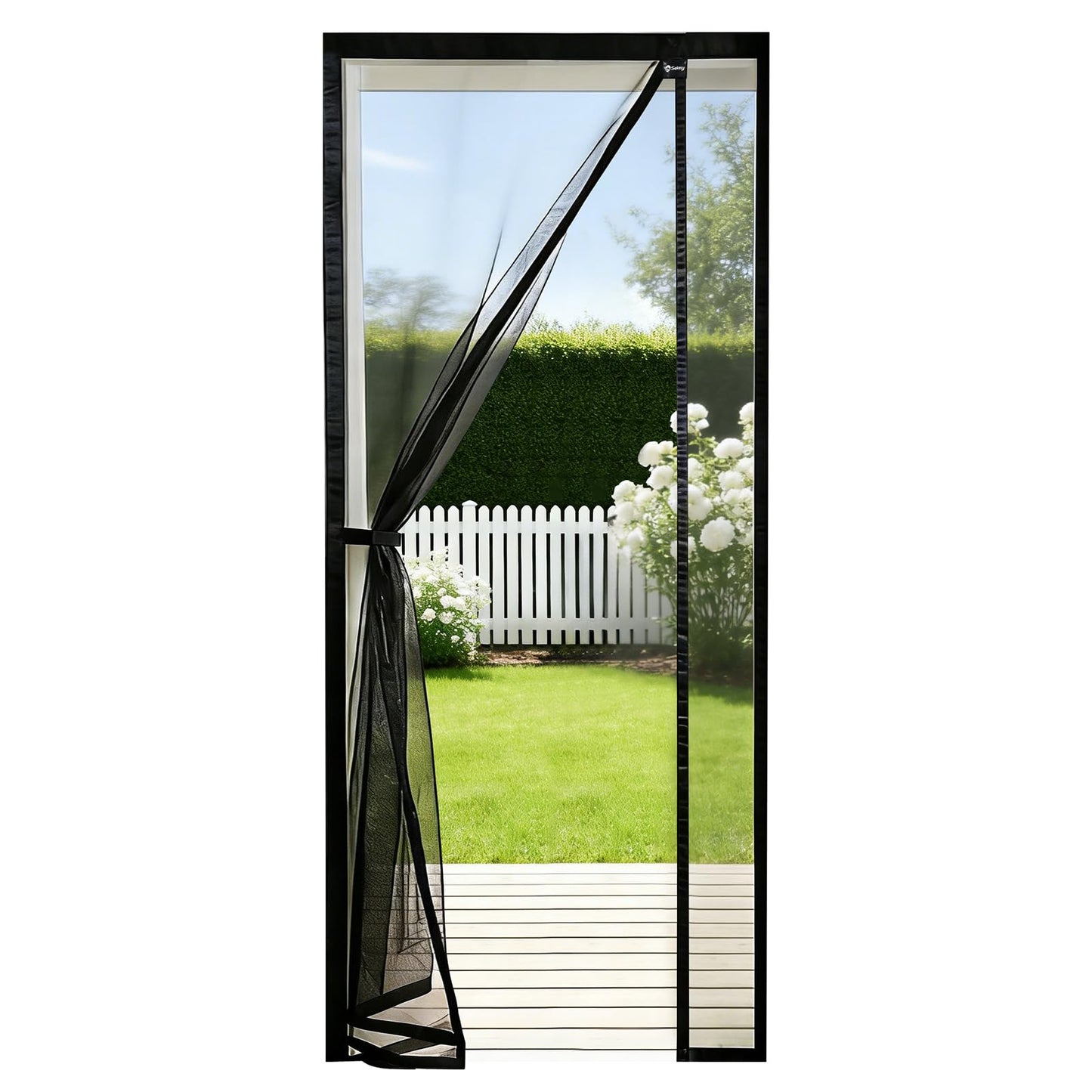 Fliegengitter Tür-Magnetvorhang (seitliche Öffnung), 140x230cm Schwarz (Seitliche Öffnung)