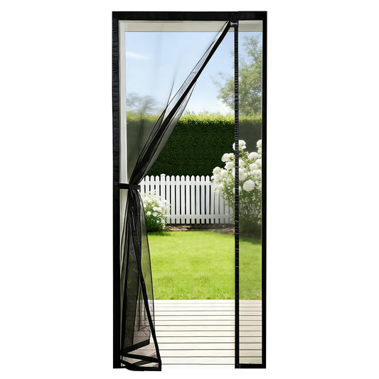 Fliegengitter Tür-Magnetvorhang (seitliche Öffnung), 140x230cm Schwarz (Seitliche Öffnung)