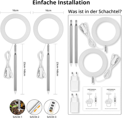 2er-Set LED-Vollspektrum-Pflanzenlampe, Gro&#xDF;e Halo Pflanzenlampe 2 Packung