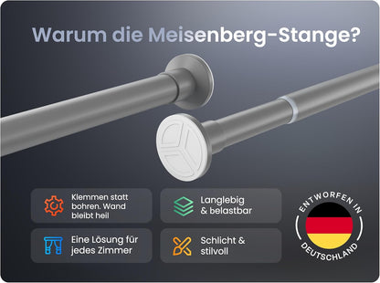 Teleskop-Klemmstange für Vorhänge, 50-80 cm Grau