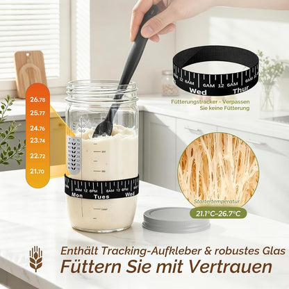 Sauerteig-Starter-Set mit Gärkörbchen und Zubehör, 21-baumwollseil Sauerteig Starter Set