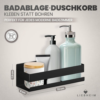 Duschablage Ohne Bohren - Badregal aus Aluminium, Schwarz - Aluminium