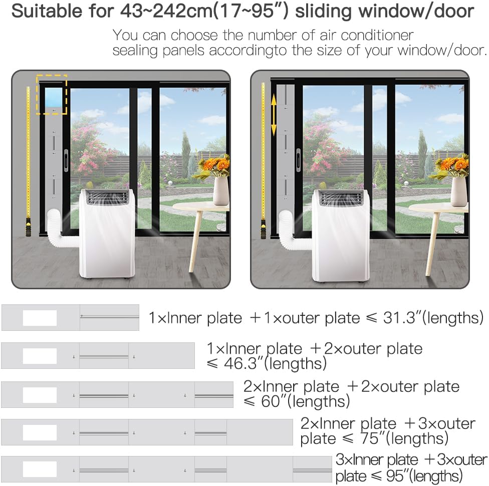 Fensterabdichtung für mobile Klimageräte, Max. Höhe 160cm, ohne Schlauch