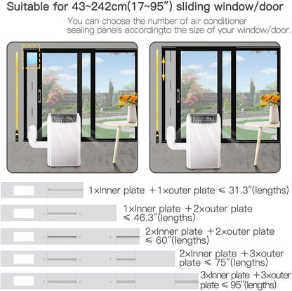 Fensterabdichtung für mobile Klimageräte, Max. Höhe 160cm, ohne Schlauch