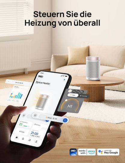 Heizlüfter mit Thermostat, Weiss WLAN