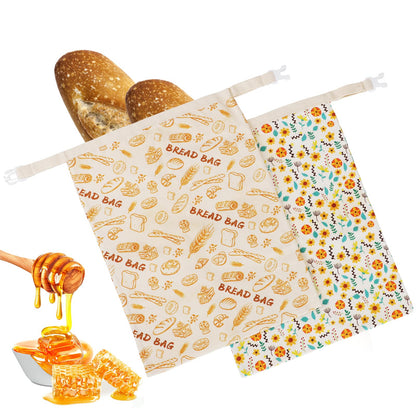 Wiederverwendbare Bienenwachs-Brotbeutel, 2 Stück