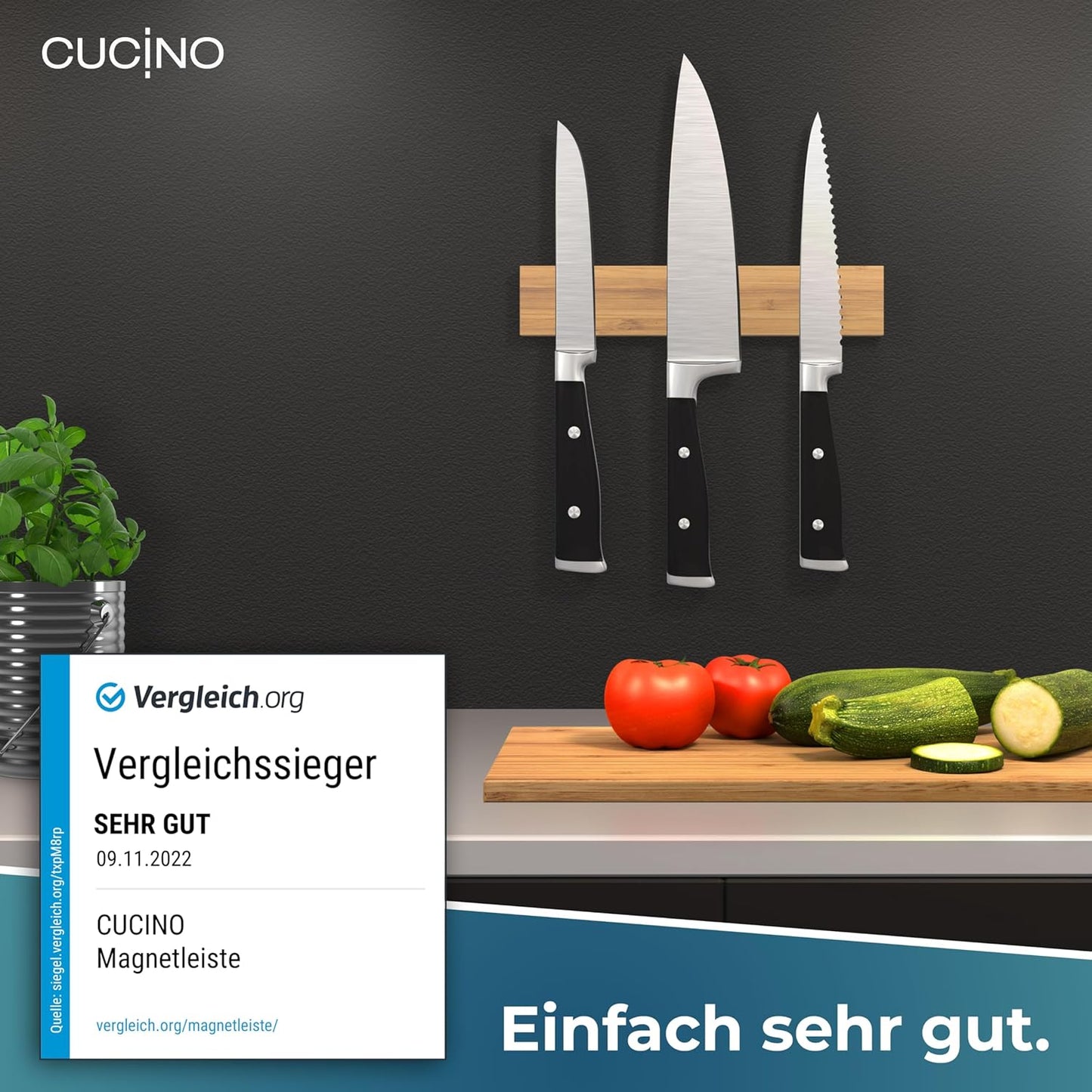 Selbstklebende Magnetleiste, Bambus Modern