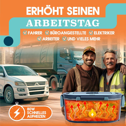 3-in-1 elektrische Lunchbox inkl. Besteck, Sockelkabel & Autokabel, Dunkelblau