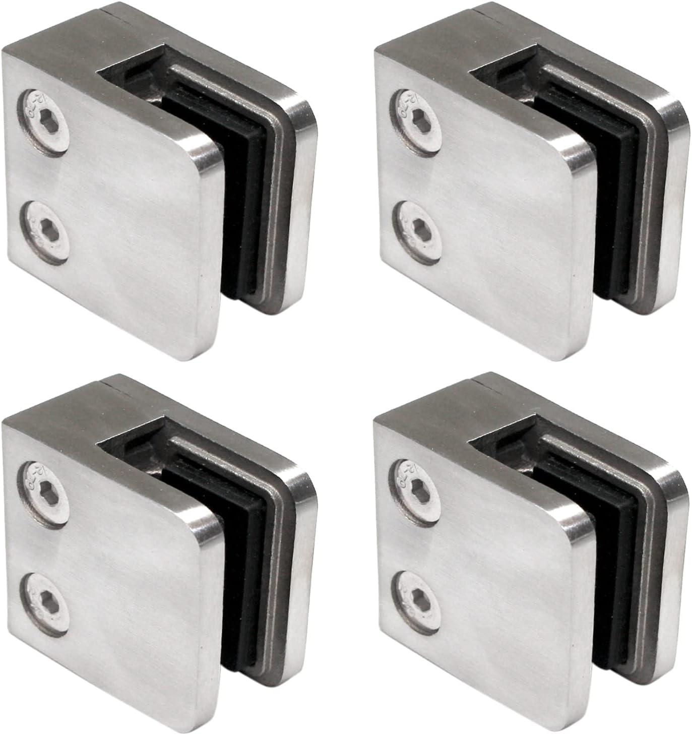 Glashalter Set für Treppengeländer (4 Stück), Anschluss: FLACH | Glasdicke: 6,76mm