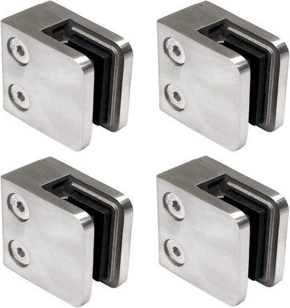 Glashalter Set für Treppengeländer (4 Stück), Anschluss: FLACH | Glasdicke: 6,76mm