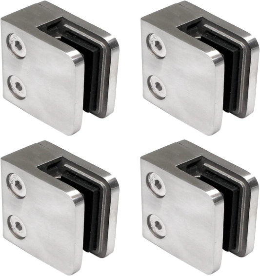 Glashalter Set für Treppengeländer (4 Stück), Anschluss: FLACH | Glasdicke: 6,76mm