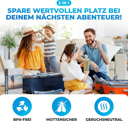 Vakuumbeutel-Set für Reisen (12 Stück) in 3 Grössen, 4x Medium + 4x Large + 4x XL (zum Rollen)
