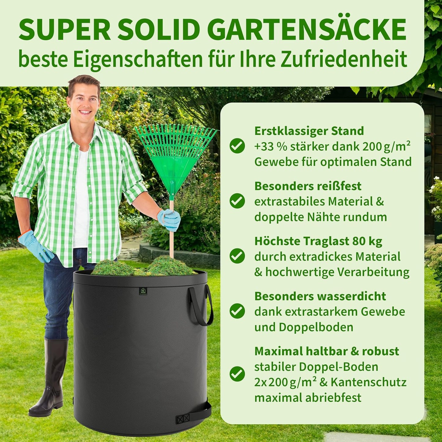 3er-Set Gartensack Super Solid, 272 Liter grau 3x 1 stück (3er Pack)
