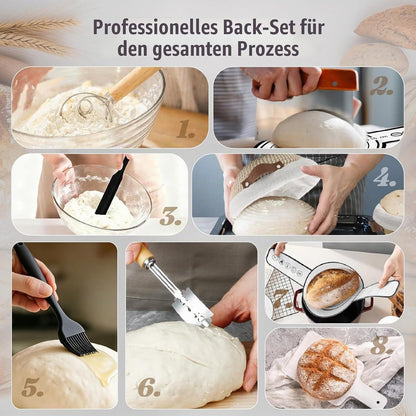 Sauerteig-Starter-Set mit Gärkörbchen und Zubehör, 21-baumwollseil Sauerteig Starter Set