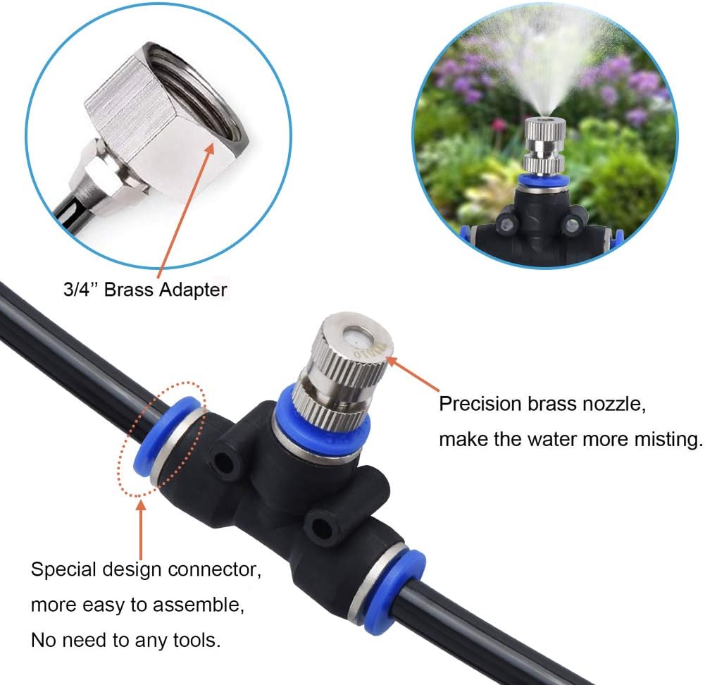 Outdoor Misting System mit 8 m Schlauch & 9 Düsen, 8M