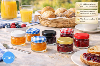 Mini Marmeladengläser Set mit Schraubdeckel (25x 30 ml), 30 ml 25